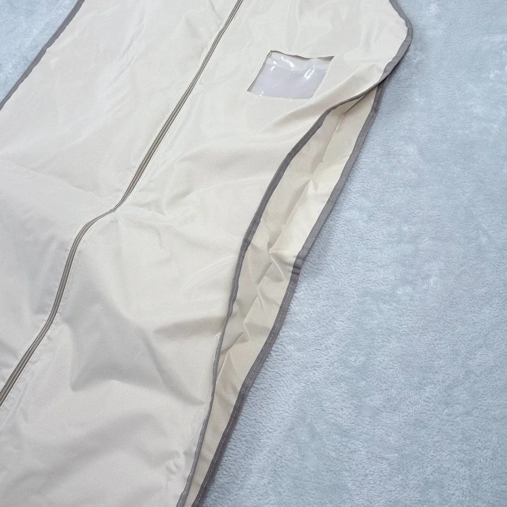 Brioni Garment Bag Cream Grey Logo Hanging Folding Suit Carrier Travel Cover 072